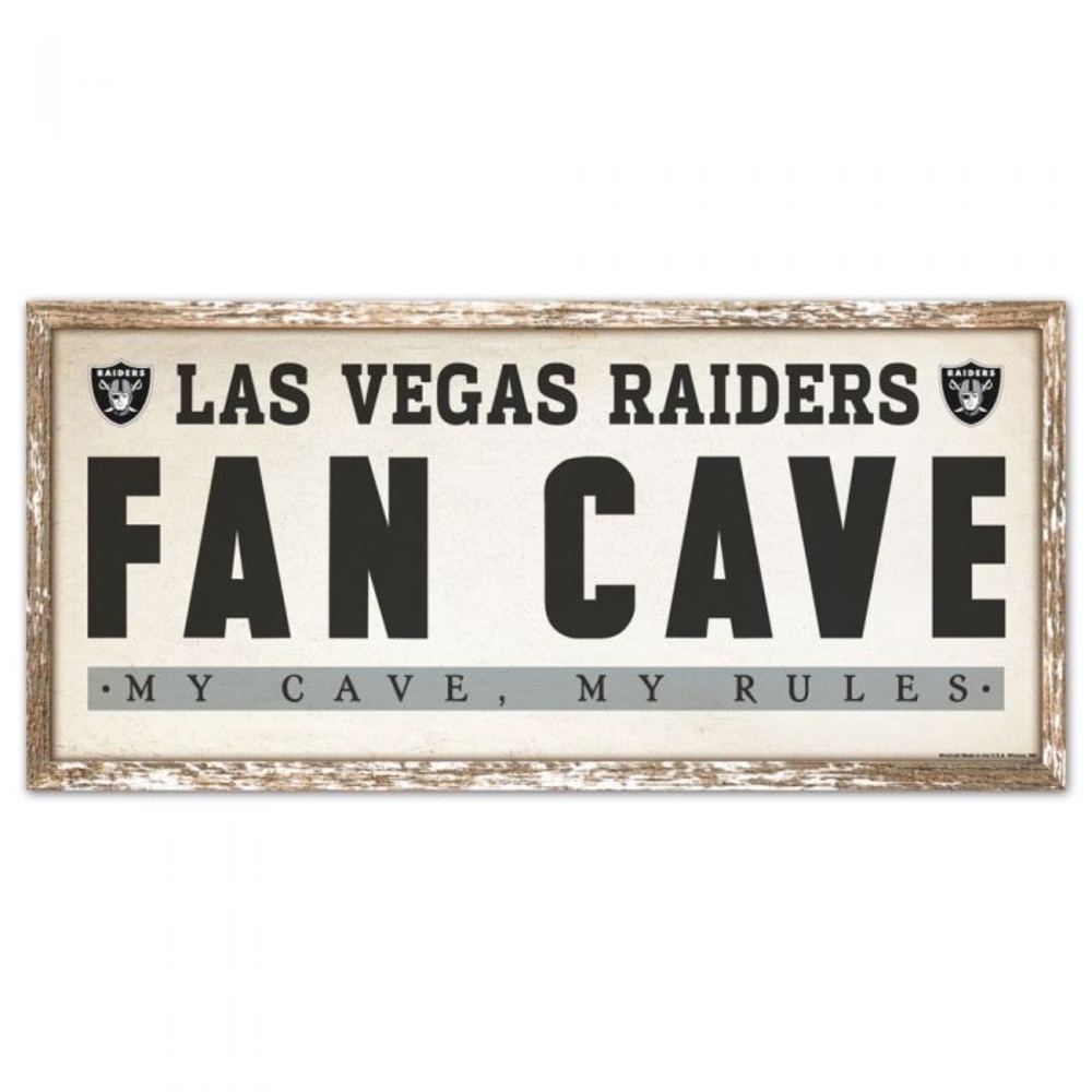 Las Vegas Raiders Fan Cave Wood Sign 8" x 17"